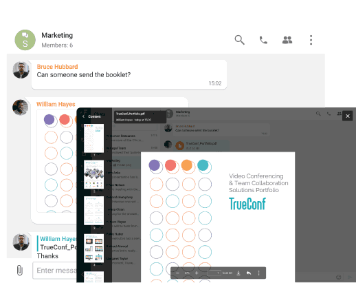 Enterprise document sharing integrated with business communication tools
